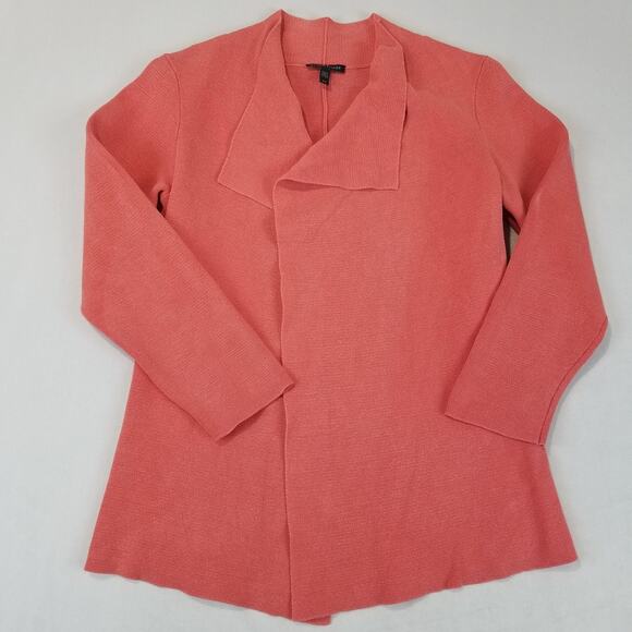 Eileen Fisher Cardigan Womens Small Coral Silk Organic Cotton Interlock Knit - Picture 9 of 9